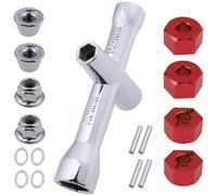 Hobbypark Adattatori per ruote esagonali in alluminio da 12 mm e dadi di bloccaggio flangiati M4 per 1/10 2WD Traxxas Stampede Slash Rustler RC Car,Sostituire 1654 3654 (rosso)