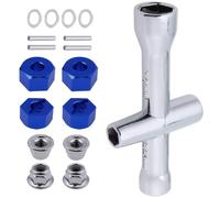 Hobbypark Adattatori per ruote esagonali in alluminio da 12 mm e dadi di bloccaggio flangiati M4 per 1/10 2WD Traxxas Stampede Slash Rustler RC auto, Sostituire 1654 3654 (blu navy)