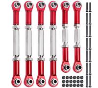 Hobbypark Tenditori in acciaio e alluminio Camber Links Rod Ends Toe Link Set Linkage per Arrma 1/8 Typhon Mega 4x4 Opzione Parti (6PCS) (Rosso)