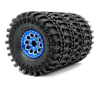 HOBBYSOUL Pneumatici cingolati Extreme MT 1.9 montati su ruote Beadlock 1.9 blu, gomme cingolate 1.9 XL 4.75" (121mm) e 1.9 ruote compatibili Redcat Gen8 Traxxas TRX-4 Axial SCX10, (confezione da 4)