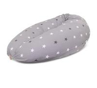HOBEA-Germany Cuscino per allattamento 190 cm x 76 cm XXL Cuscino per la gravidanza Cuscino per chi dorme sul fianco con rivestimento in cotone biologico (motivo stella grigia)