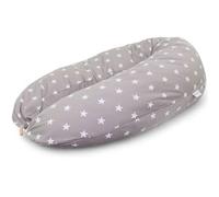 HOBEA-Germany Cuscino per allattamento 190 cm x 76 cm XXL Cuscino per la gravidanza Cuscino per chi dorme sul fianco con rivestimento in cotone biologico (grigio con stelle bianche)