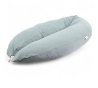 HOBEA-Germany Cuscino per l'allattamento XXL Cuscino di posizionamento Cuscino per la gravidanza Cuscino per il sonno laterale grande in diversi colori (Mussola Grigio-blu)