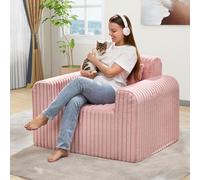 Hobestluk Divano a 2 posti, in schiuma, per piccoli spazi, comodo divano con fodera rimovibile, peloso con cuscini, per soggiorno, camera da letto, appartamento, ufficio (rosa, standard)