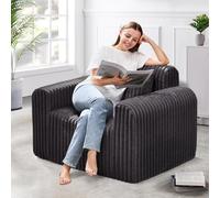 Hobestluk - Divano singolo in schiuma per piccoli spazi, comodo con fodera rimovibile, divano peloso con cuscini per soggiorno, camera da letto, appartamento, ufficio (grigio scuro, standard)