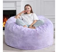 Hobestluk Poltrona a sacco per adulti, grande, con rivestimento in pelliccia sintetica in peluche, per soggiorno, camera da letto, dormitorio, ufficio, viola (127 x 127 x 61 cm)