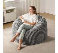 Hobestluk Poltrona a sacco per adulti, grande, con rivestimento in peluche a righe, per soggiorno, camera da letto, dormitorio, ufficio (grigio, 0,9 m)
