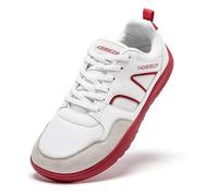 HOBIBEAR - Scarpe da uomo e donna a piedi nudi, ampie, per camminate, trail running, sneakers | Suola a zero drop | Leggere, comode, alla moda, Bianco e rosso., 21 EU