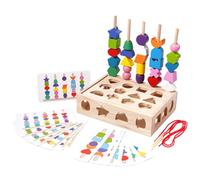 Hobngmuc Puzzle di abbinamento forme in legno, blocchi di riconoscimento colore forme - Giocattolo in sequenza di forme di perline di legno per bambini - Giocattoli impilabili dal design realistico