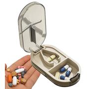 Hobngmuc Scatola tagliapillole,Portapillole portatile con tagliapasta - Tagliapillole portatile con scomparto per pillole integrato per tagliare le pillole più resistenti
