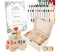 Hobngmuc Set di blocchi per doccia, divertente ricordo con 24 pennarelli, kit di decorazione per blocchi doccia, per il primo compleanno, celebrazione di 100 giorni, da tavolo, soggiorno, sala da