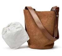 Hobo Bags - Borsa da donna in pelle vegana, in pelle scamosciata, borsa a secchiello, borsa a tracolla, borsa tote borsa alla moda, Marrone, Taglia unica