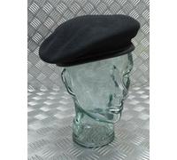 Hobson London Berretto Beret Nero In Lana Foderato Con Bordo In Pelle 7 1/8