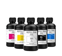 HOBXMFY 5x250ml Inchiostro LED Compatibile con DX4 DX5 DX6 DX7 DX10 TX800 XP600 Printheads Works con 1390 L800 L1800 L805 R1800 R1900 e stampanti piatti(For Soft Materials)