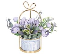 Hobyhoon Fiori artificiali in vaso fiori artificiali come veri ortensie fiori di seta per decorazioni di nozze decorazione da tavolo soggiorno camera da letto camera da letto (vaso di marmo rosa)