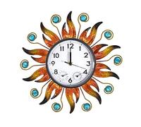 HOBYLUBY Sun - Orologio da esterno con termometro e igrometro, orologio da parete silenzioso senza ticchettio, impermeabile, al quarzo, per patio, soggiorno, cucina, giardino, 33 cm