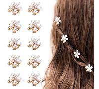 HOC - 10 mini fermagli per capelli bianchi con perle a doppio lato, stile coreano, design a margherita, accessori per capelli per donne e ragazze
