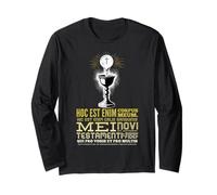 Hoc Est Enim Corpus Meum Eucaristia Latina Design Maglia a Manica