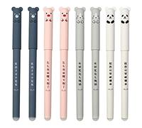 hocadon 8 Pezzi Cancellabile Penna Del Gel Kawaii 0,35 mm Cartone Penna Gel Inchiostro Nero Rollerball Penna per Scuola, Ufficio, Cancelleria
