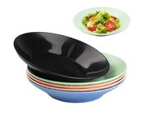hocadon Set di 5 Piatti Colorati Plastica Riutilizzabile Piatti da Pasta Servizio 22,5x4 cm Set di Piatti per Insalata, Pasta, Bistecche
