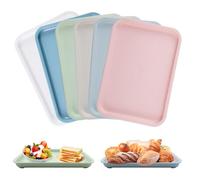 Hocadrv 6 Pezzi Vassoio da Servizio Plastica Vassoio da Portata Plastica Vassoio Plastica Rettangolare Vassoi Plastica per Cucina Sala da Pranzo Caffetteria 24.8 x 17.8CM(6 Colori)