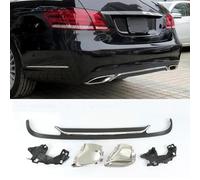 HOCAH Diffusore per Labbra paraurti Posteriore per Auto con Punte per Tubi di Scarico per Mercedes Benz Classe E W212 E200 E250 E300 E350 E500 2014 2015 2016 Nero Argento