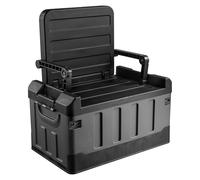 Hocamel 2 in 1, contenitore pieghevole per auto, 60 litri, sedia di regolazione, custodia pieghevole, organizer, sedile della sedia con capacità di 200 kg, contenitore per bagagliaio, colore nero