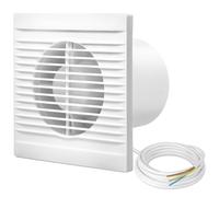 Hocamel Ventilatore da bagno, diametro 100 mm, per bagno, montaggio a parete, funzionamento silenzioso, per cucina, bagno e cantina, 130 m³/ora, bianco