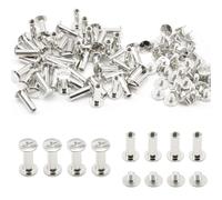 Hocansen 100 Pezzi/50 Set Viti Per Rilegatura in Argento Vite a Testa Piatta in Metallo Viti Chicago per Libri Decorazione e Rilegatura(M5x15)