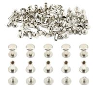 Hocansen 100 Pezzi/50 Set Viti Per Rilegatura in Argento Vite a Testa Piatta in Metallo Viti Chicago per Libri Decorazione e Rilegatura（M5x12）