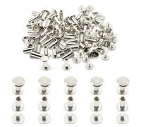 Hocansen 100 Pezzi/50 Set Viti Per Rilegatura in Argento Vite a Testa Piatta in Metallo Viti Chicago per Libri Decorazione e Rilegatura（M5x10）