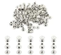 Hocansen 100 Pezzi/50 Set Viti Per Rilegatura in Argento Vite a Testa Piatta in Metallo Viti Chicago per Libri Decorazione e Rilegatura（M5x6）
