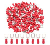 Hocansen 100 Pezzi Connettore a Forcella Crimpatrice Crimp Terminale Set Terminali a Forcella Isolati Connettore a Crimpare per Forcella per Cavi Fili Elettrici (PFR/M5)