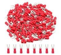 Hocansen 100 Pezzi Connettore a Forcella Crimpatrice Crimp Terminale Set Terminali a Forcella Isolati Connettore a Crimpare per Forcella per Cavi Fili Elettrici (PFR/M4)