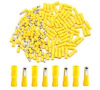 Hocansen 100 Pezzi Connettori a Proiettile Maschio e Femmina Isolati Terminale Proiettile Connettori Elettrici a Crimpare a Testa Tonda per Cavi (PZD/Yellow)