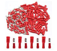 Hocansen 100 Pezzi Connettori a Proiettile Maschio e Femmina Isolati Terminale Proiettile Connettori Elettrici a Crimpare a Testa Tonda per Cavi (PZD/Red)