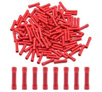 Hocansen 100 Pezzi Connettori di Giunzione di Testa Set di Connettori per Cavi Terminali Elettrici a Crimpare Connettore a Testa Dritta Isolati (PT/Red)