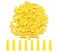 Hocansen 100 Pezzi Connettori di Giunzione di Testa Set di Connettori per Cavi Terminali Elettrici a Crimpare Connettore a Testa Dritta Isolati (PT/Yellow)