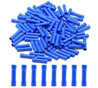 Hocansen 100 Pezzi Connettori di Giunzione di Testa Set di Connettori per Cavi Terminali Elettrici a Crimpare Connettore a Testa Dritta Isolati (PT/Blue)