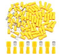 Hocansen 100 Pezzi Connettori per Cavi Vanga Connettori Maschio e Femmina Isolati Capicorda Elettrici Terminali Crimpare Giunzione Rapida Filo (PS/Yellow)