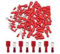 Hocansen 100 Pezzi Connettori per Cavi Vanga Connettori Maschio e Femmina Isolati Capicorda Elettrici Terminali Crimpare Giunzione Rapida Filo (PS/Red)