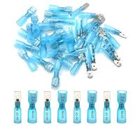Hocansen 100 Pezzi Connettori Termorestringenti Connettori Vanga Femmina e Maschio Terminali a Crimpare per Cavi Elettrici Impermeabili (RS/Blue)