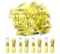 Hocansen 100 Pezzi Connettori Termorestringenti Connettori Vanga Femmina e Maschio Terminali a Crimpare per Cavi Elettrici Impermeabili (RS/Yellow)