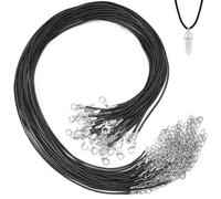 Hocansen 100 Pezzi Cordino per Collane 450mm Corde Della Collana con Moschettone Nero Cordoncino Cerato per Collana per Gioielli Fai da Te (XLS/Black)