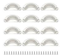 Hocansen 12 Pezzi Maniglie a Conchiglia 81mm Vintag Maniglia Conchiglie Maniglia a Semicerchio con Viti Metallo Pomelli per Cassetti Shell Coppa Pull Pomelli per Porte,Armadio (LS-BK/Silver)