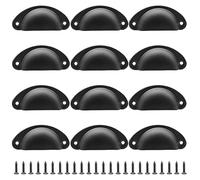 Hocansen 12 Pezzi Maniglie a Conchiglia 81mm Vintag Maniglia Conchiglie Maniglia a Semicerchio con Viti Metallo Pomelli per Cassetti Shell Coppa Pull Pomelli per Porte,Armadio (LS-BK/Black)