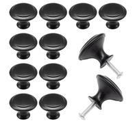 Hocansen 12 Pezzi Pomelli per Mobili 30mm Rotonde Maniglie Forma Di Fungo Pomello Mobile In Metal Pomelli Cassetti Vintage con Viti per Armadio,Guardaroba (Nero/30mm)