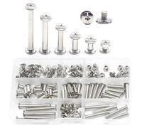 Hocansen 140 Pezzi Rilegatura Rivetti a Vite Chicago M5 di Rivetti in Argento a Testa Piatta in Metallo per Libri Decorazione （ZBD-C/Silver）