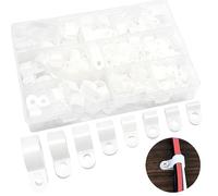 Hocansen 160 Pezzi Clip per Cavi Tipo R in Nylon Ferma Fili Elettrici per la Gestione dei Cavi Bianca Ganci per Cavi in Plastica per Interno e Esterno (RJ/White)