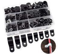 Hocansen 160 Pezzi Clip per Cavi Tipo R in Nylon Ferma Fili Elettrici per la Gestione dei Cavi Nero Ganci per Cavi in Plastica per Interno e Esterno (RJ/Black)